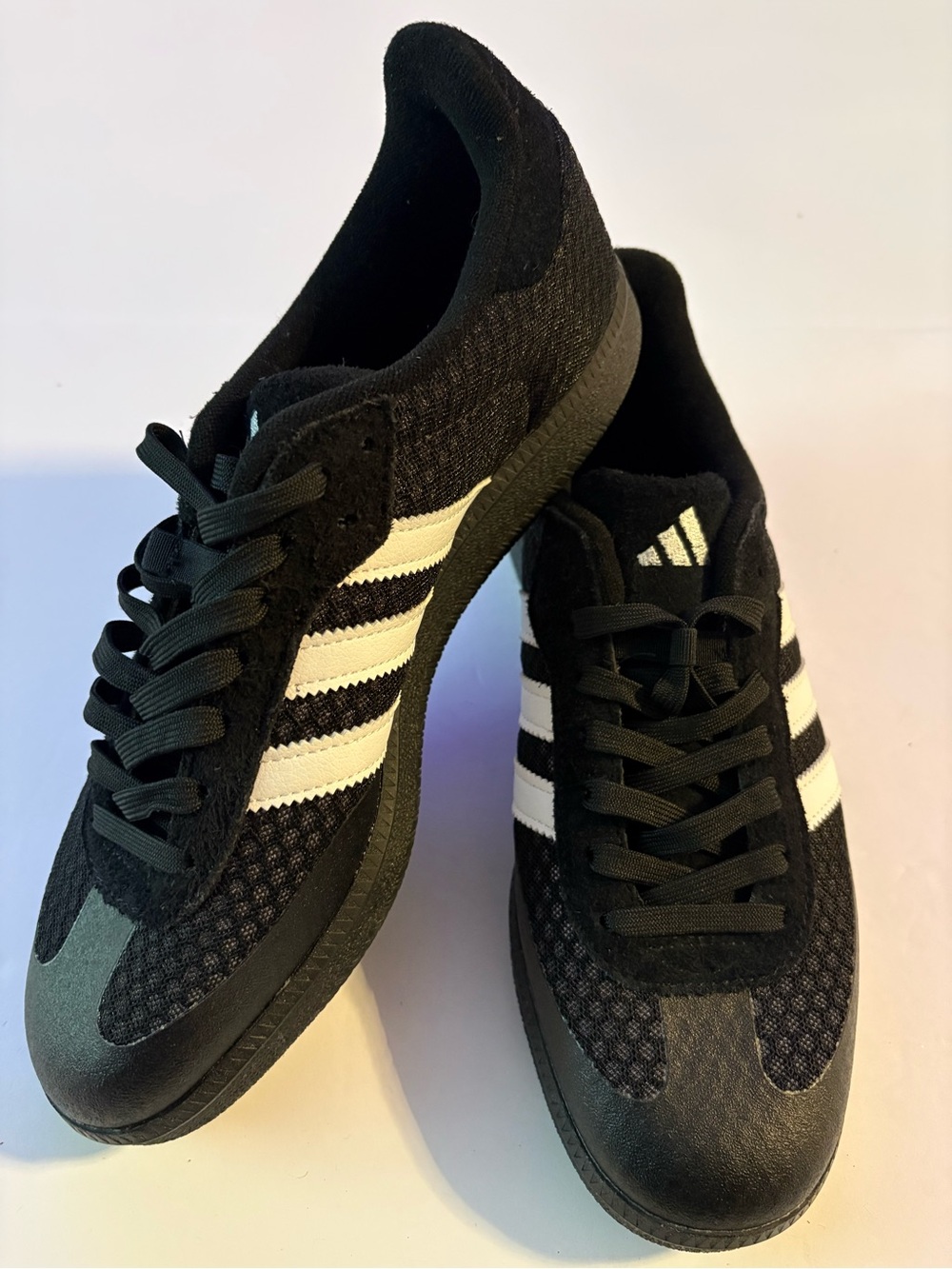 Adidas Men’s Black & White Classic Three-Stripe Sneakers